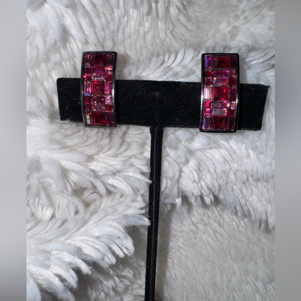 Vintage Givenchy Pink Mosaic Clip-On Earrings